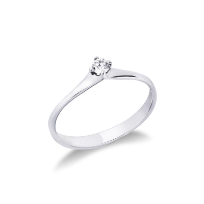 Anello Solitario Imperiale 0.10 ct oro bianco 18k