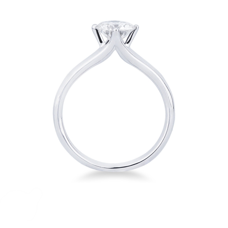 Solitario modello lineare a rombo in Oro bianco 18k con diamante di 1.00 ct.