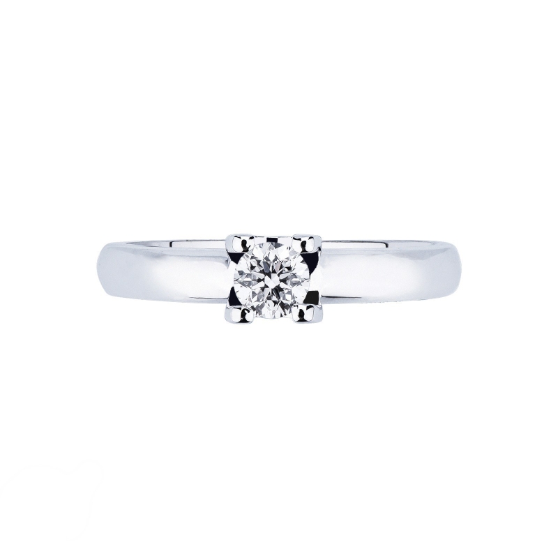 Solitaire ring white gold 18k with diamond 0,30 ct