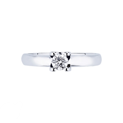 Solitaire ring white gold 18k with diamond 0,30 ct