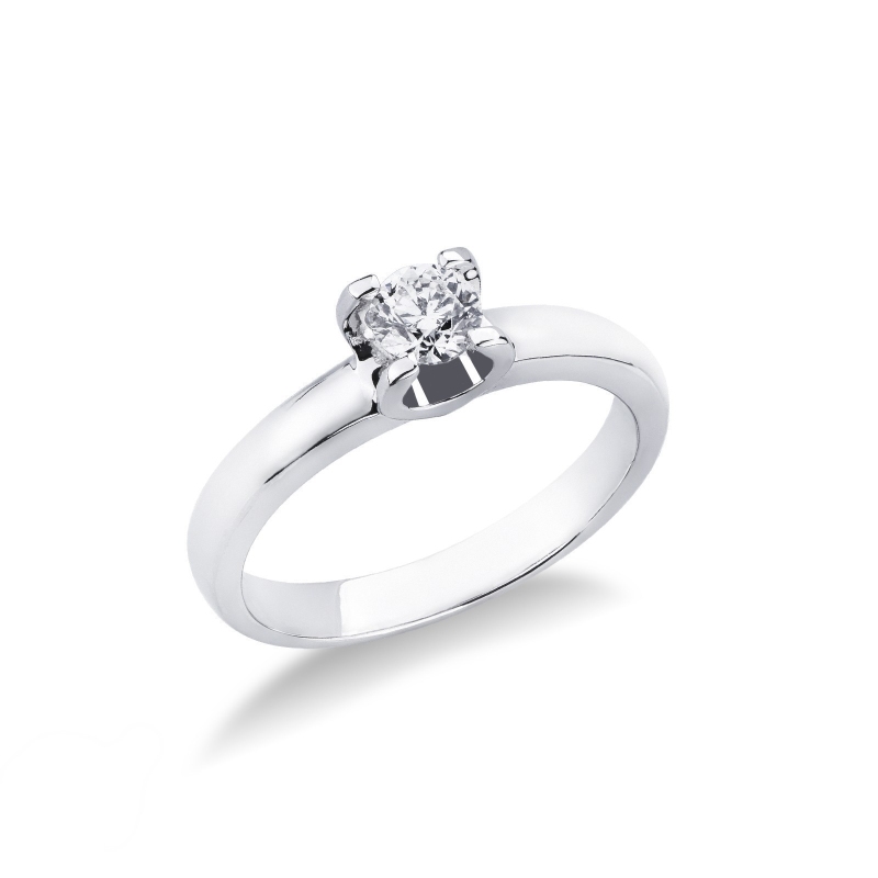 Solitario a 4 punte in oro bianco 18k con Diamante 0,40 ct