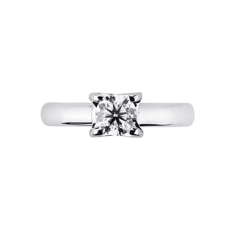Solitaire ring in white gold 18k with a 0,70 ct diamond 4 claw 