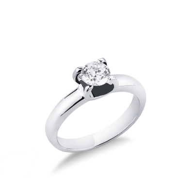 Solitaire ring in white gold 18k with a 0,70 ct diamond 4 claw 