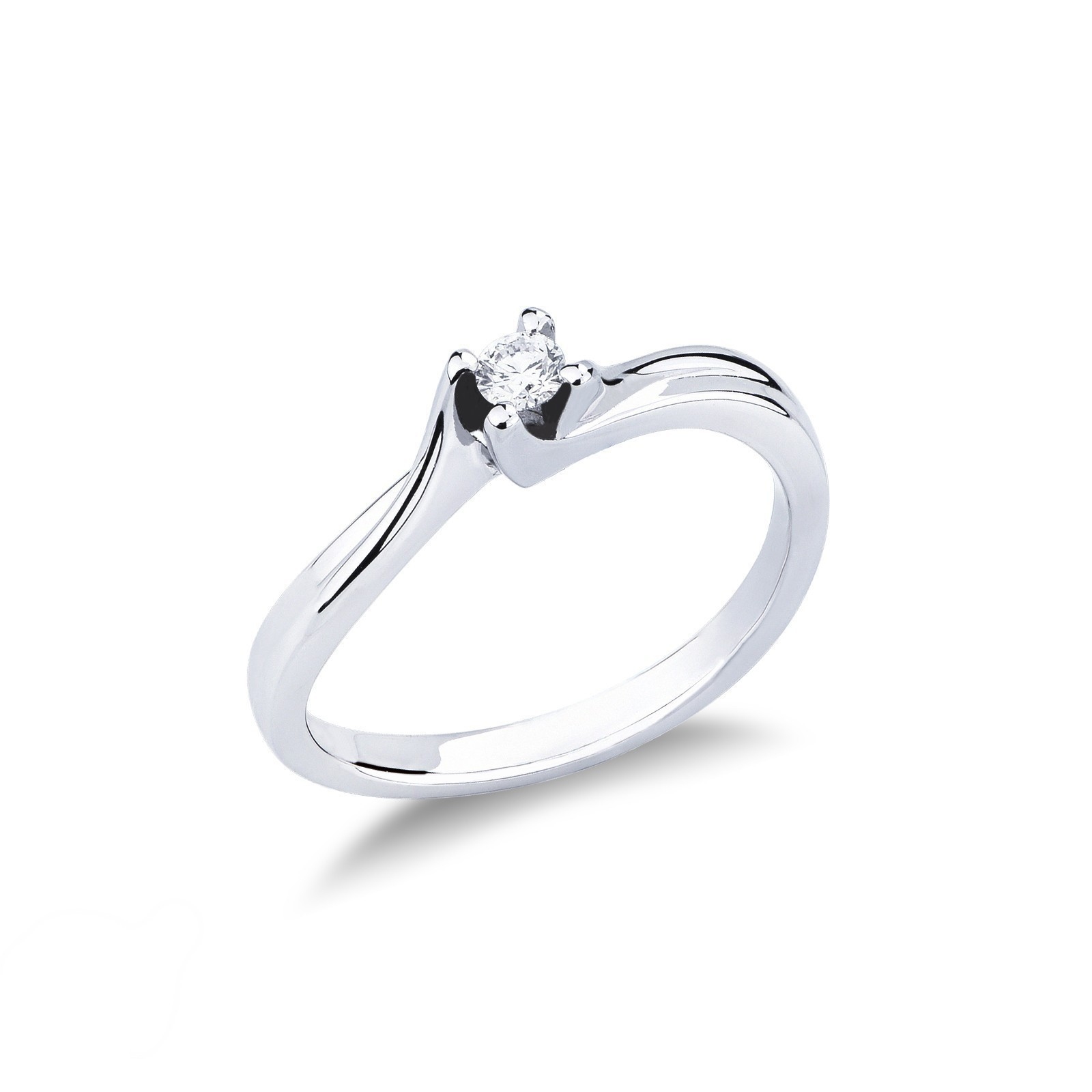 Anello Cuore In Oro Bianco 18kt (750) Con Diamante 0.10 Ct – Gioiello OROVI Di Classe Per Donna