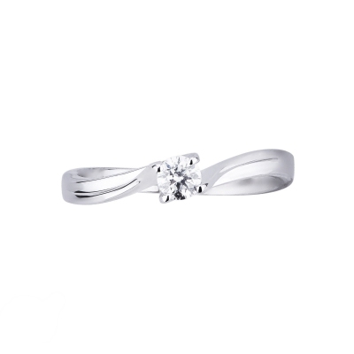 Anello Solitario Armonia con diamante 0,20 ct Oro Bianco