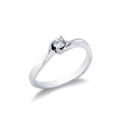 Anello Solitario Armonia con diamante 0,20 ct Oro Bianco