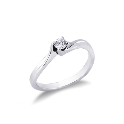 Anello Solitario Armonia con diamante 0,20 ct Oro Bianco