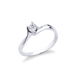 Anello Solitario Armonia diamante 0,30 ct Oro Bianco 18k