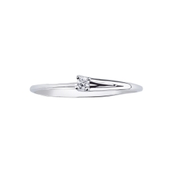 Solitaire ring linear pattern model with a 0,04ct diamond in white gold 18k 2