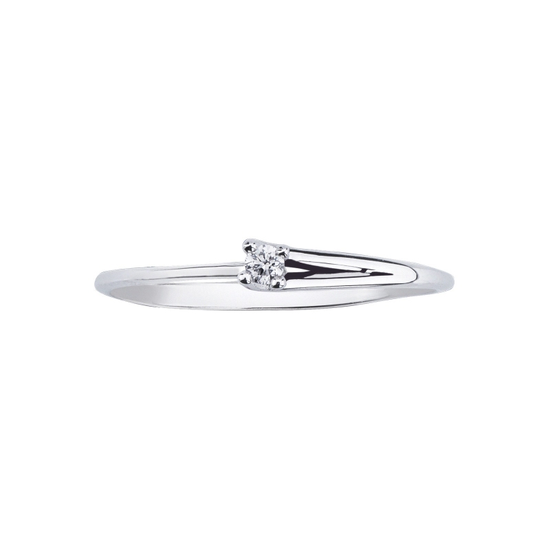 Solitaire ring linear pattern model with a 0,04ct diamond in white gold 18k