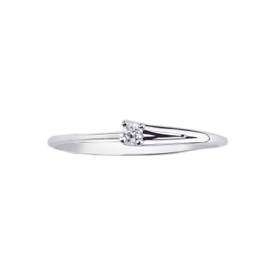 Solitaire ring linear pattern model with a 0,04ct diamond in white gold 18k