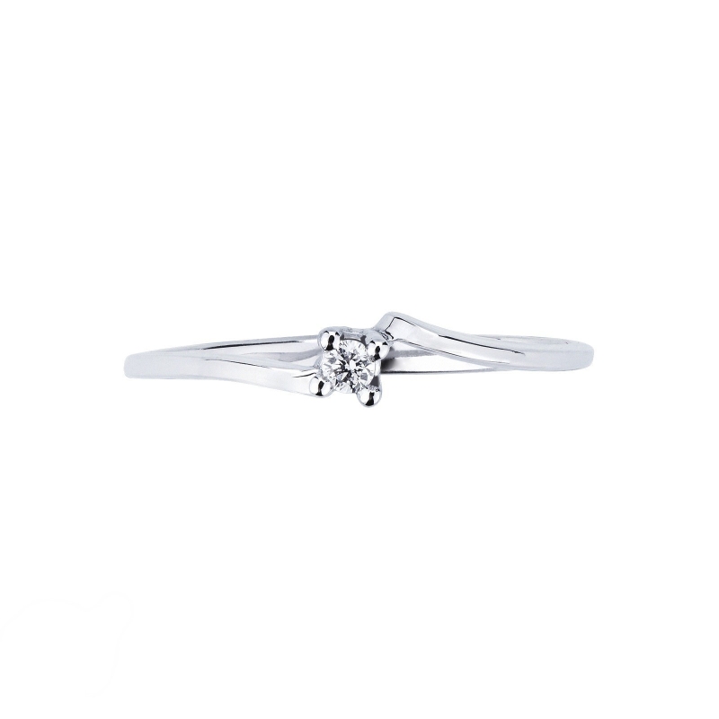 White gold 18k solitaire diamond ring 0,04 ct 