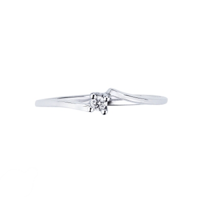 White gold 18k solitaire diamond ring 0,04 ct 