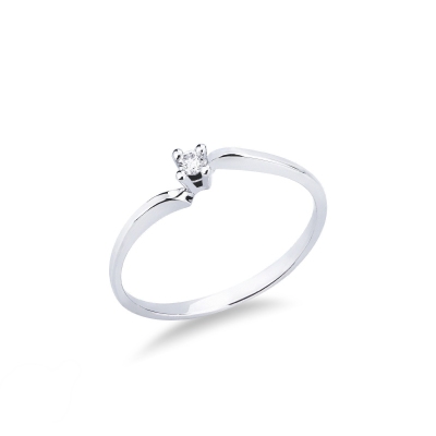 White gold 18k solitaire diamond ring 0,04 ct 