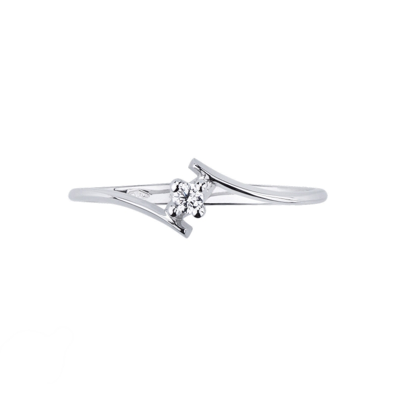 Solitaire diamond ring 0,04 ct white gold 18k 