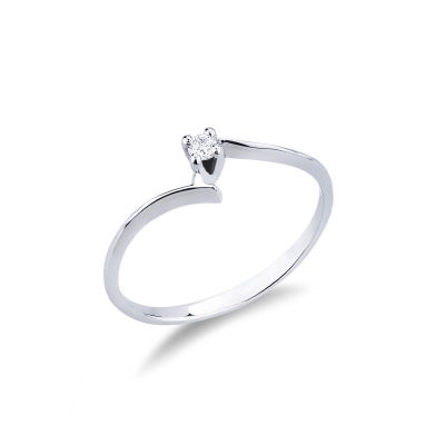 Solitaire diamond ring 0,04 ct white gold 18k 