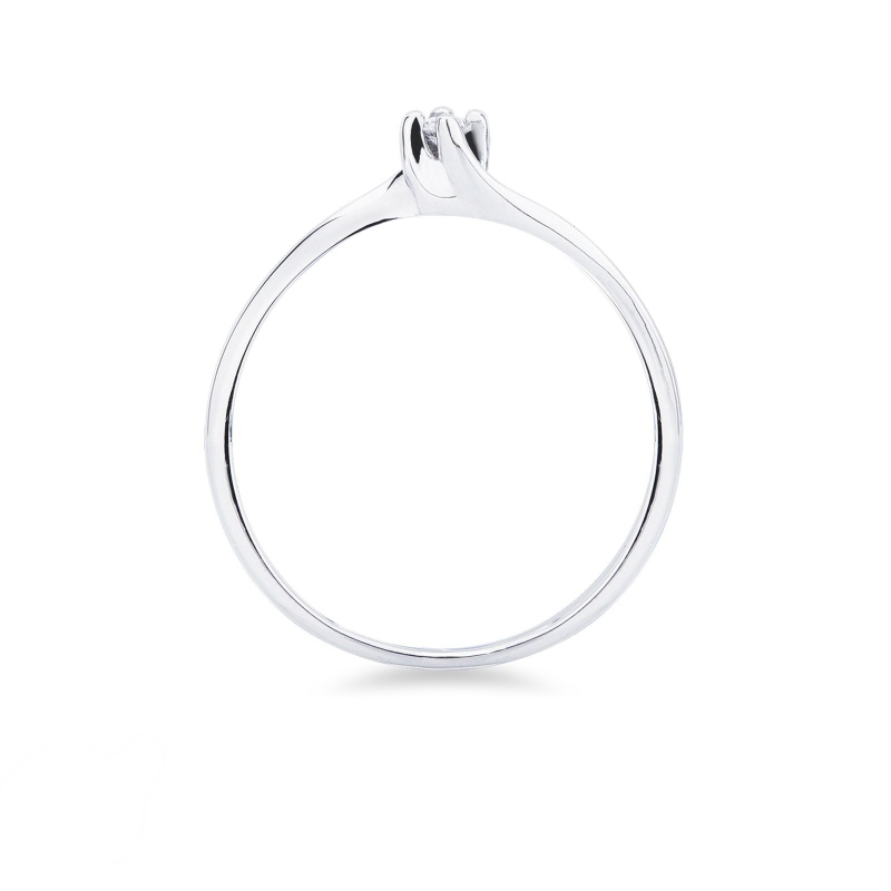 Solitaire ring linear pattern model with a 0,04ct diamond in white gold 18k 