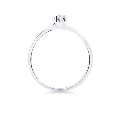Solitaire ring linear pattern model with a 0,04ct diamond in white gold 18k 