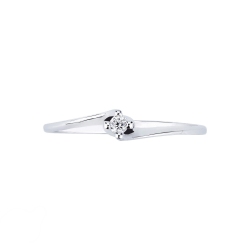 Solitaire ring linear pattern model with a 0,04ct diamond in white gold 18k  2