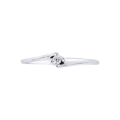 Solitaire ring linear pattern model with a 0,04ct diamond in white gold 18k 