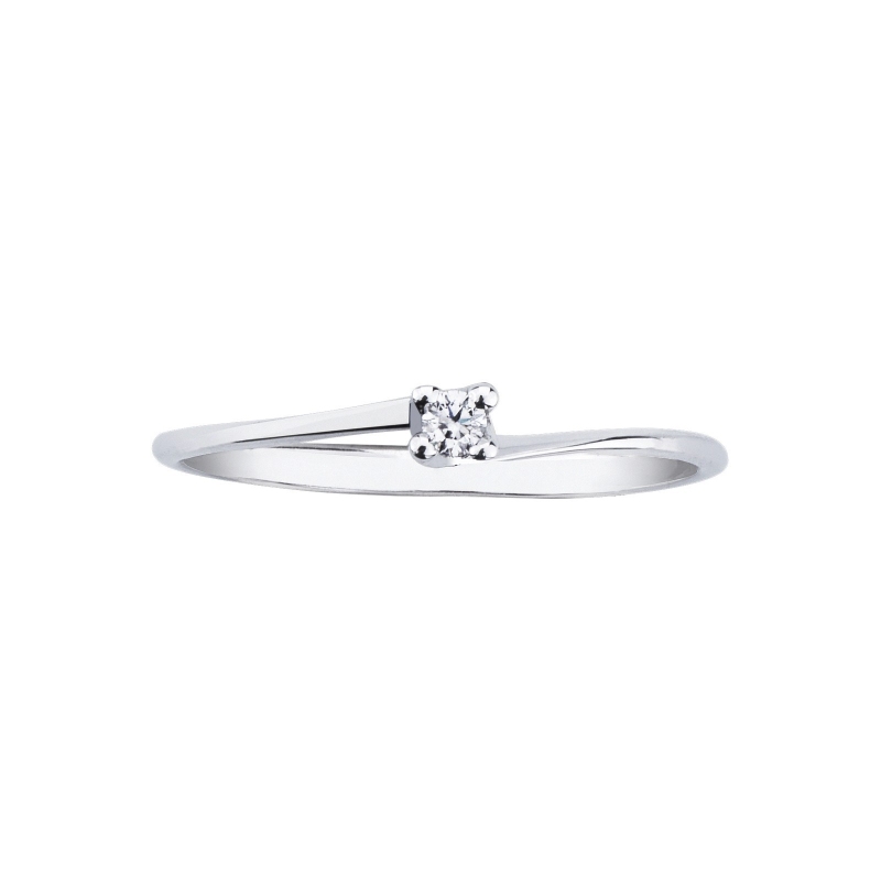 Solitaire ring Valentino Model with diamond 0,04 ct white gold 18k 