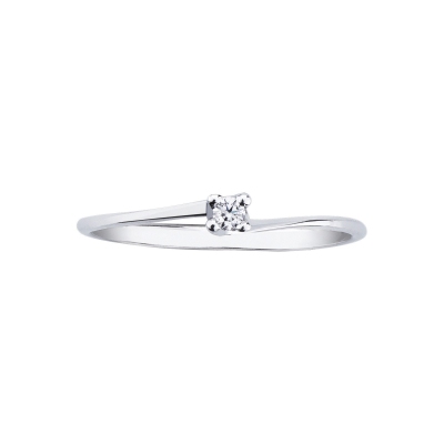 Solitaire ring Valentino Model with diamond 0,04 ct white gold 18k 