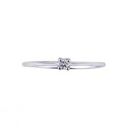Linear solitaire ring in 18k white gold with 0.04 ct diamond. 2
