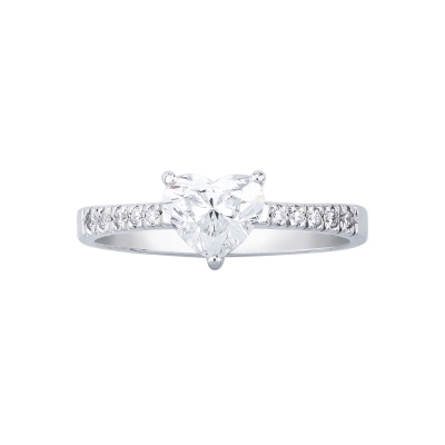 Anello con diamante taglio cuore 1.00ct GIA in oro bianco 18k