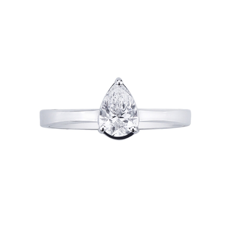Anello con diamante taglio goccia 0.50ct  GIA in oro bianco 18k