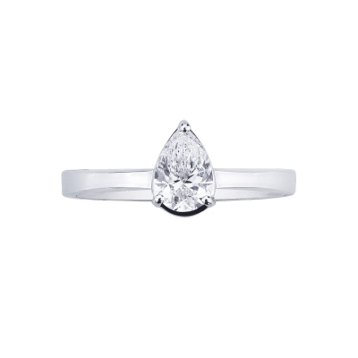 Anello con diamante taglio goccia 0.50ct  GIA in oro bianco 18k