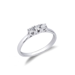 Anello Trilogy in Oro bianco 18k con Diamanti,  0,25 ct