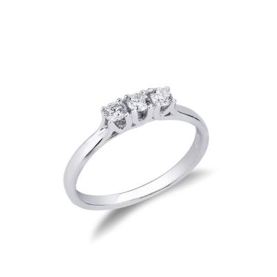 Anello Trilogy in Oro bianco 18k con Diamanti,  0,25 ct