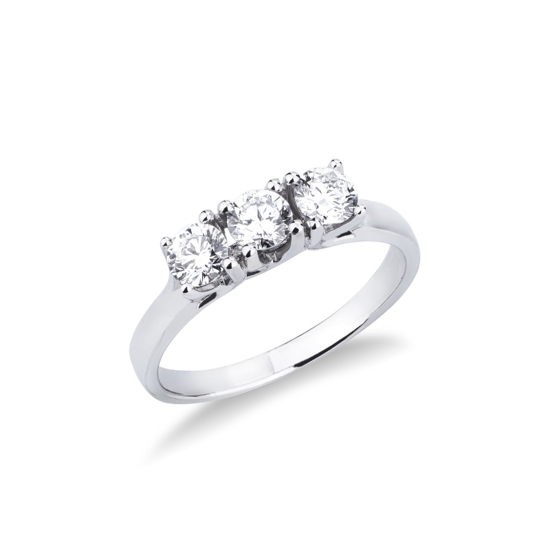 Anello Trilogy in Oro bianco 18k con Diamanti ct. 0,75