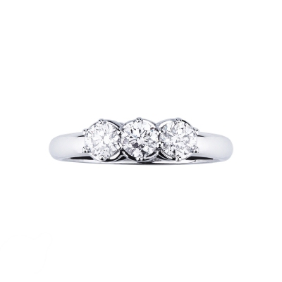 White gold 18k trilogy ring with 0,90 ct diamonds