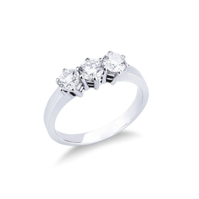 White gold 18k trilogy ring with 0,90 ct diamonds