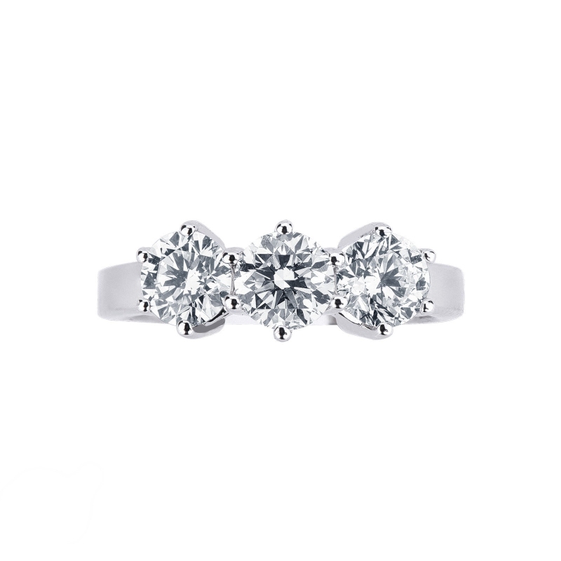 Trilogy Ring 18k White Gold with Diamonds 1,50 ct