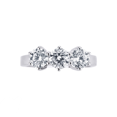 Trilogy Ring 18k White Gold with Diamonds 1,50 ct