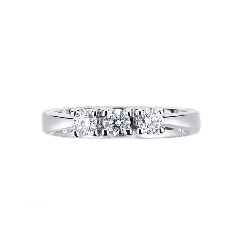 Trilogy ring white gold 18k with diamonds ct 0,45 ct
