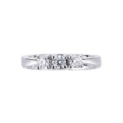 Trilogy ring white gold 18k with diamonds ct 0,45 ct
