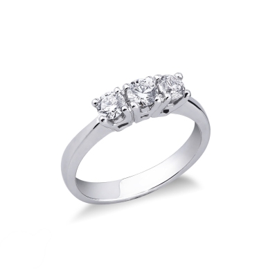 Trilogy ring white gold 18k with diamonds 0,60 ct