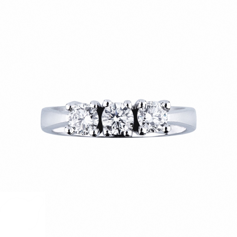 Trilogy ring white gold 18k with diamonds ct 0,75 