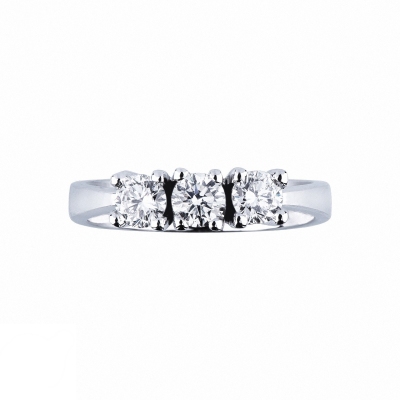 Trilogy ring white gold 18k with diamonds ct 0,75 