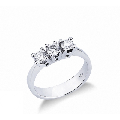 Trilogy ring white gold 18k with diamonds ct 0,75 