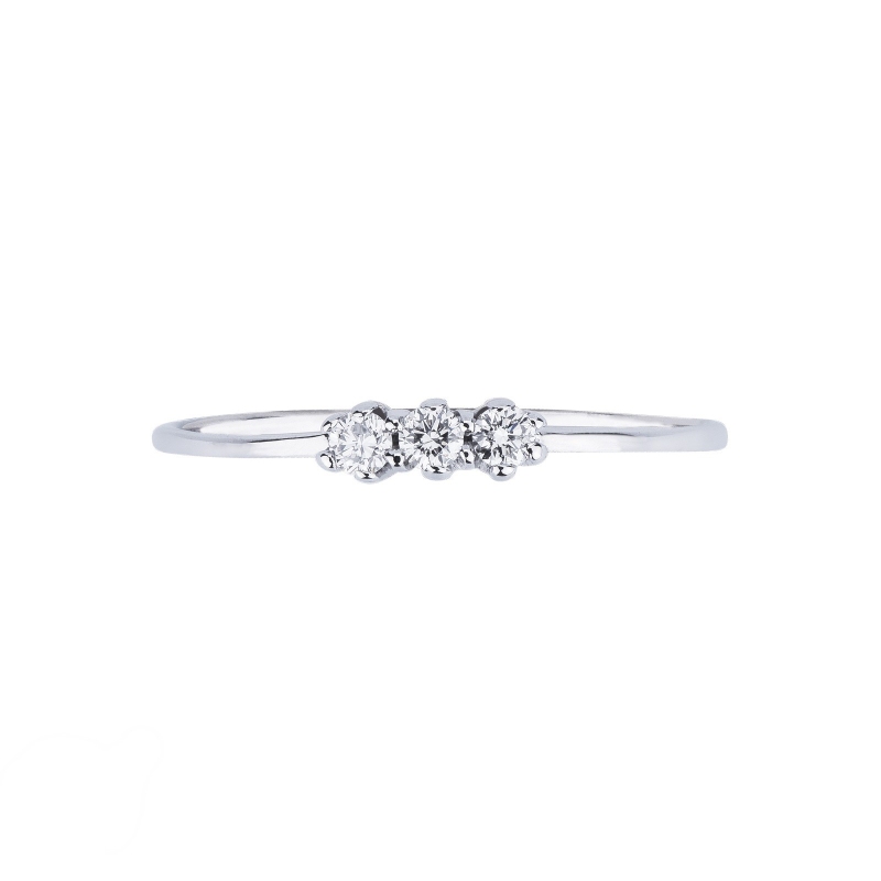 Trilogy ring white gold 18k with diamonds 
