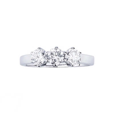 White gold 18k trilogy ring with 0,45 ct diamonds 