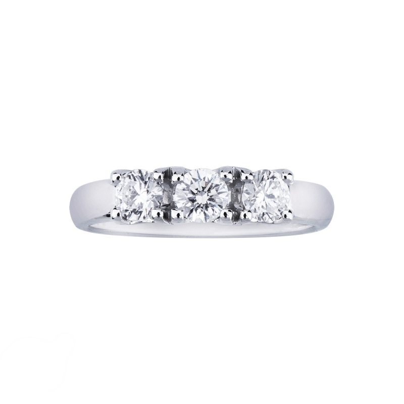 Trilogy ring in white gold 18k with diamonds, ct 0,75