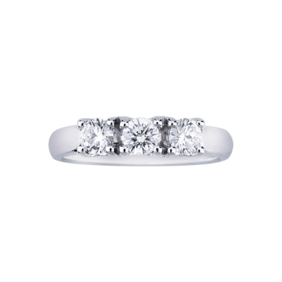 Trilogy ring in white gold 18k with diamonds, ct 0,75