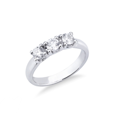 Trilogy ring in white gold 18k with diamonds, ct 0,75