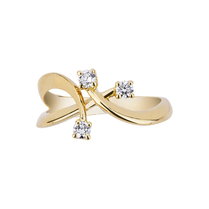 Yellow gold 18k trilogy ring with diamonds ct 0,22 