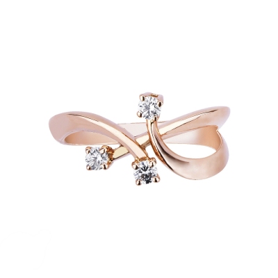 Rosé gold 18k trilogy ring with 0,22 ct diamonds 